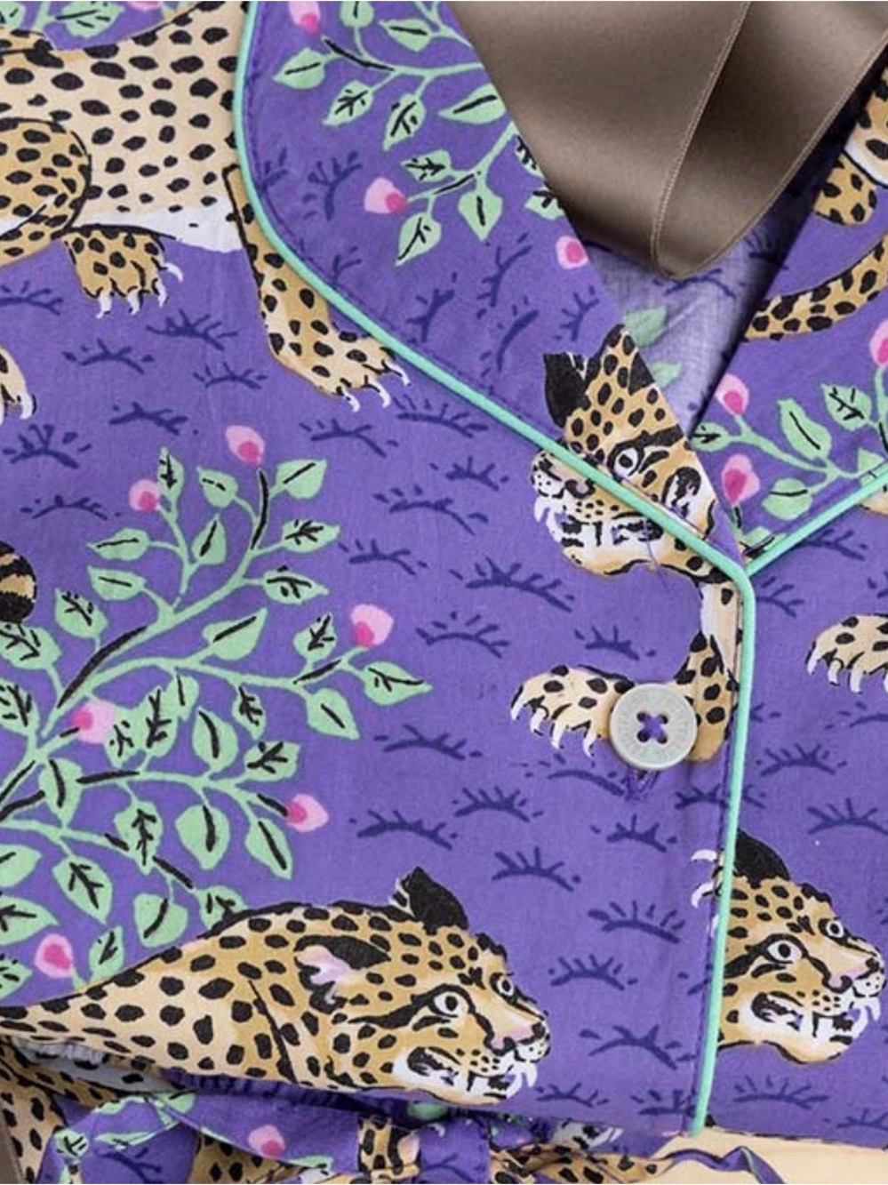 Printfresh Aubergine Leopard Pajamas, Medium. Organic Cotton
